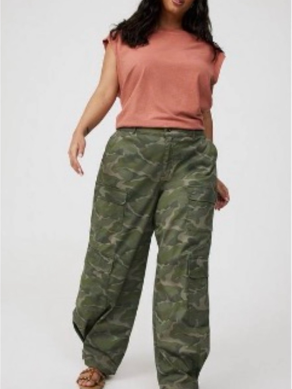 torrid Olive Camo Wide-Leg Utility Pants